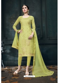 Marvellous Green Embroidered Straight Salwar Suit