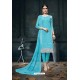 Groovy Sky Blue Embroidered Straight Salwar Suit
