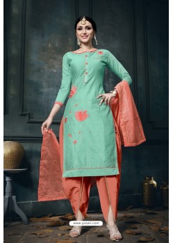 Classy Green Embroidered Straight Salwar Suit