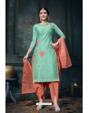 Classy Green Embroidered Straight Salwar Suit