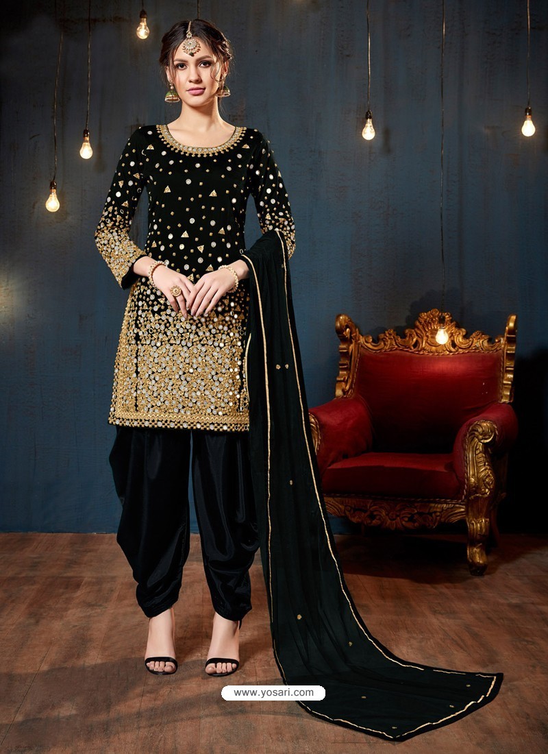 Buy Fabulous Black Designer Embroidered Salwar Suit | Party Wear Salwar ...