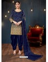 Scintillating Blue Designer Embroidered Salwar Suit