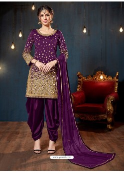 Trendy Purple Designer Embroidered Salwar Suit