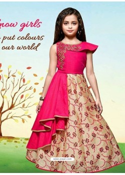 Sizzling Magenta Party Wear Gown for Girls