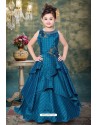 Glossy Blue Party Wear Gown for Girls