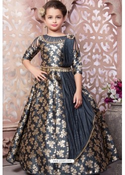 Buy Glowing Grey Party Wear Gown for Girls | Gown for Girls