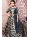 Glowing Grey Party Wear Gown for Girls
