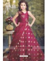 Rosy Red Party Wear Gown for Girls