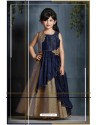 Shining Beige And Navy Blue Party Wear Gown for Girls