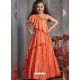 Groovy Orange Party Wear Gown for Girls