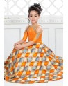 Shining Orange Party Wear Gown for Girls