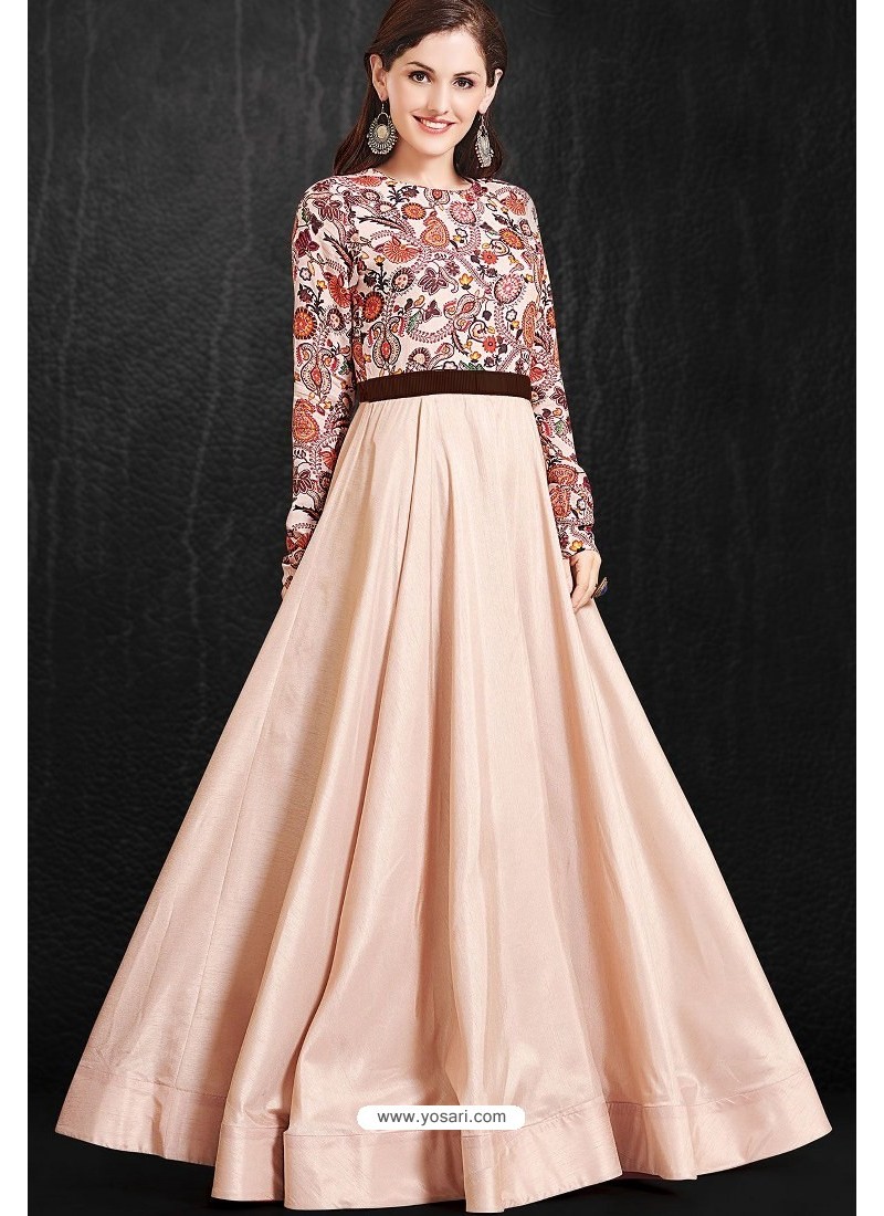Buy Stylish Light Peach Party Wear Gown for Girls | Gowns