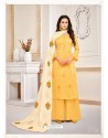 Awesome Yellow Embroidered Palazzo Salwar Suit