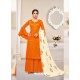 Marvellous Orange Embroidered Palazzo Salwar Suit