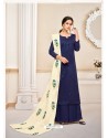 Fascinating Navy Blue Embroidered Palazzo Salwar Suit