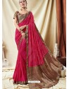 Trendy Pink Silk Wedding Party Wear Saree