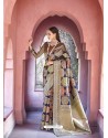 Glossy Multi Colored Silk Wedding Party Wear Saree