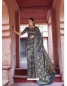 Classy Navy Blue Silk Wedding Party Wear Saree