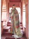 Glossy Multi Colored Silk Wedding Party Wear Saree