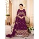 Ravishing Wine Embroidery Designer Anarkali Suit