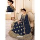 Awesome Navy Blue Embroidery Designer Anarkali Suit