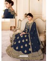Awesome Navy Blue Embroidery Designer Anarkali Suit