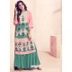 Green And Pink Rayon Printed Readymade Kurti With Palazzo