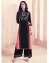 Black Rayon Printed Readymade Kurti With Palazzo