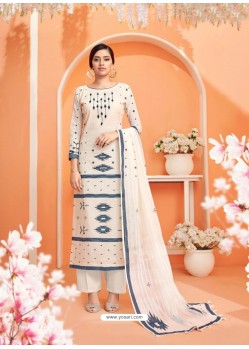 Fabulous Off White Embroidered Palazzo Salwar Suit