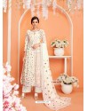 Scintillating Off White Embroidered Palazzo Salwar Suit