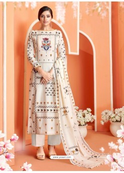 Fabulous Off White Embroidered Palazzo Salwar Suit