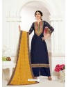 Fabulous Navy Blue Embroidered Palazzo Salwar Suit