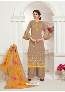 Ravishing Beige Embroidered Palazzo Salwar Suit