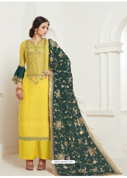 Scintillating Yellow Embroidered Palazzo Salwar Suit