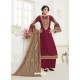 Awesome Maroon Embroidered Palazzo Salwar Suit