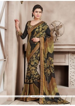 Dazzling Black Bamber Georgette Casual Saree