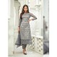 Fabulous Grey Embroidery Designer Straight Salwar Suit