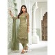 Scintillating Mehendi Embroidery Designer Straight Salwar Suit