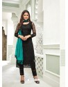 Awesome Black Embroidery Designer Straight Salwar Suit