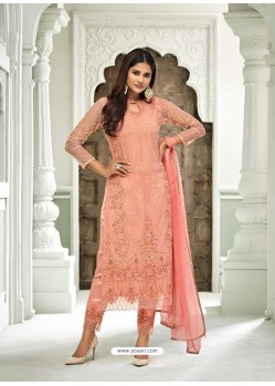 Fabulous Peach Designer Straight Salwar Suit