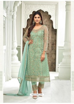 Ravishing Sky Blue Designer Straight Salwar Suit