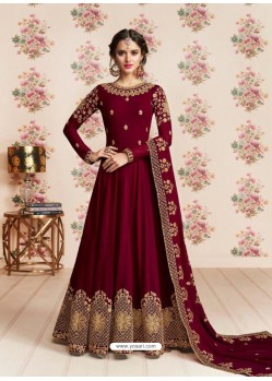 Awesome Maroon Designer Anarkali Suit