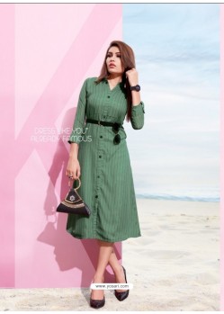 Scintillating Green Designer Readymade Kurti