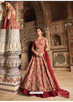 Ravishing Peach Embroidered Designer Anarkali Suit