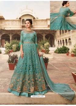 Fabulous Sky Blue Embroidered Designer Anarkali Suit