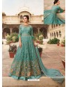 Fabulous Sky Blue Embroidered Designer Anarkali Suit