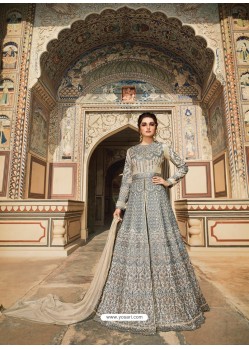 Scintillating Grey Embroidered Designer Anarkali Suit