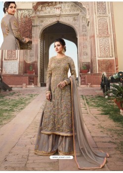 Awesome Grey Designer Anarkali Suit