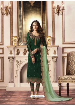 Fabulous Dark Green Embroidered Straight Salwar Suit
