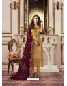 Ravishing Beige Embroidered Straight Salwar Suit